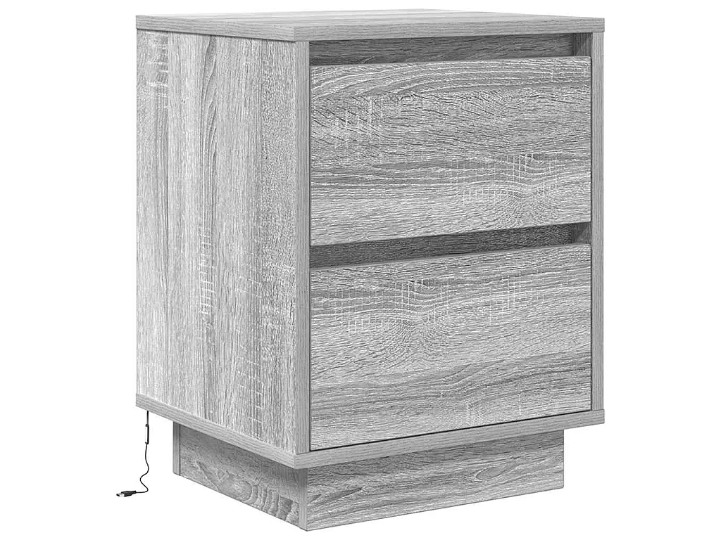 Nachtkastjes met LED 2 st 38x34x50 cm grijs sonoma