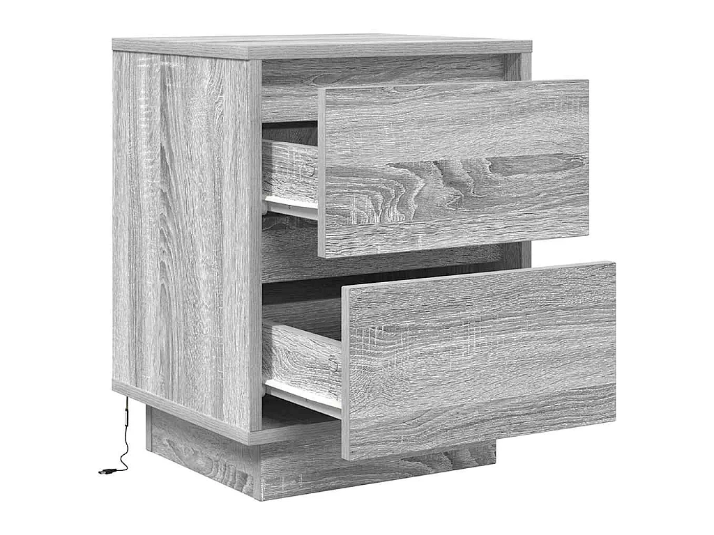 Nachtkastjes met LED 2 st 38x34x50 cm grijs sonoma