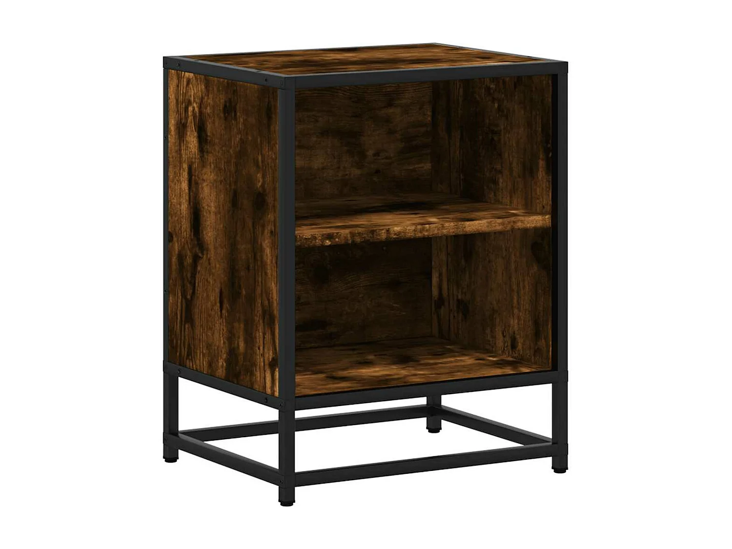 Tables de chevet 2 pcs chêne fumé bois d'ingénierie et métal