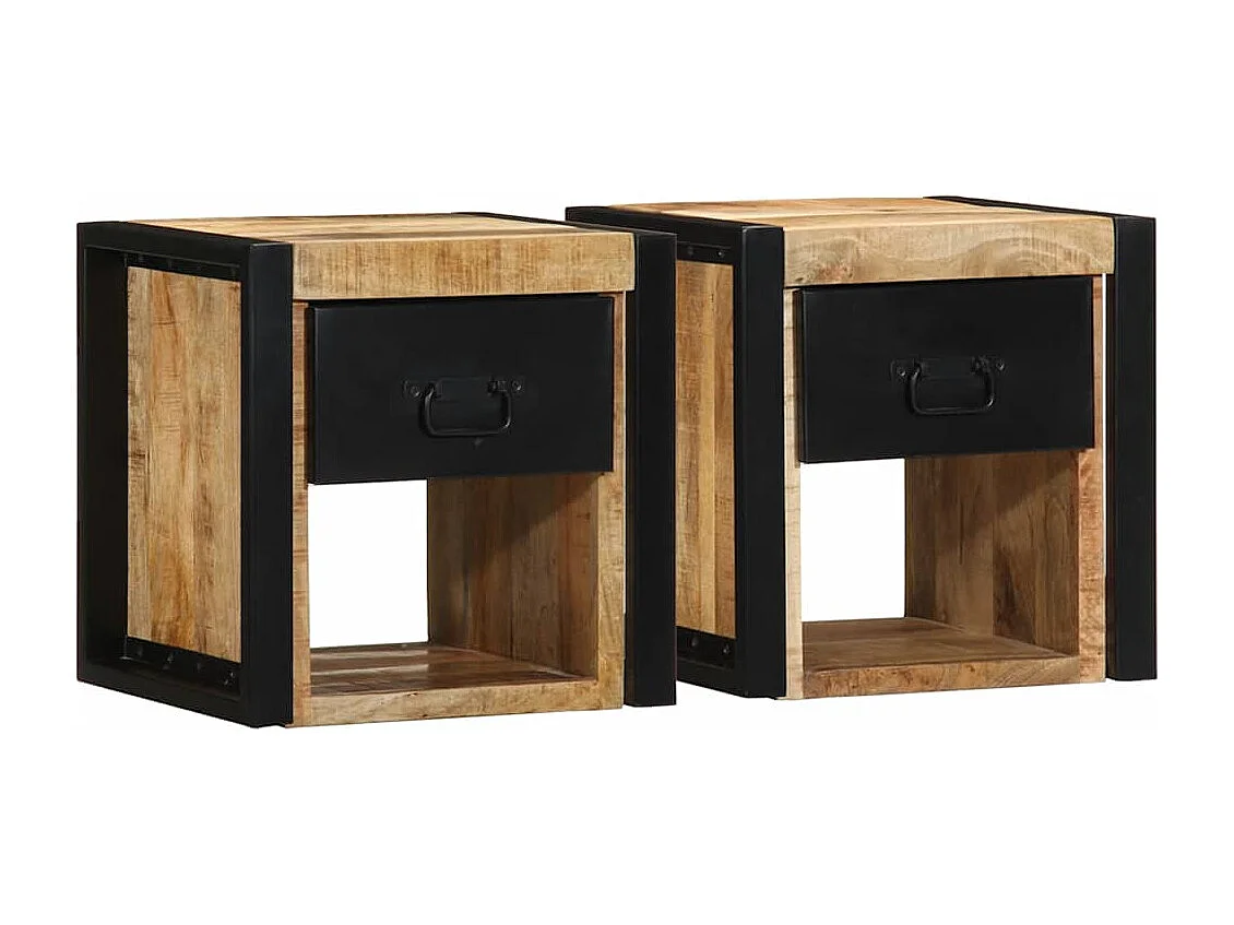 Nachtkastjes 2 st 40x35x40 cm massief ruw hout mango