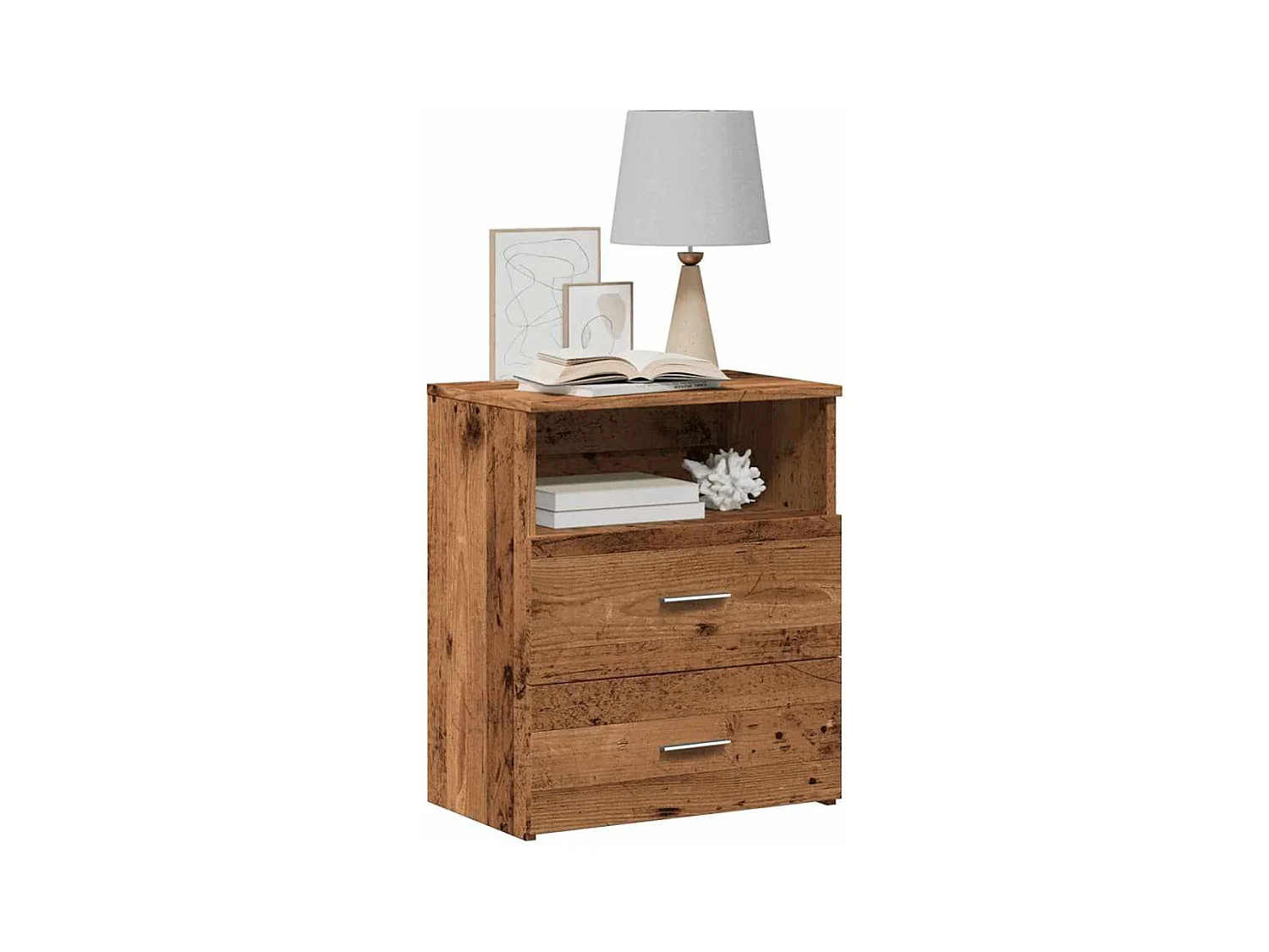 Table de chevet vieux bois 50x32x60 cm bois d'ingénierie