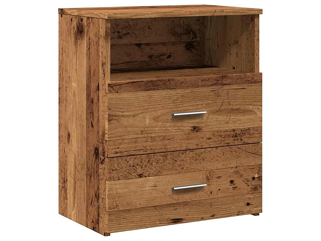 Nachtkastje 50x32x60 cm bewerkt hout oud houtkleurig