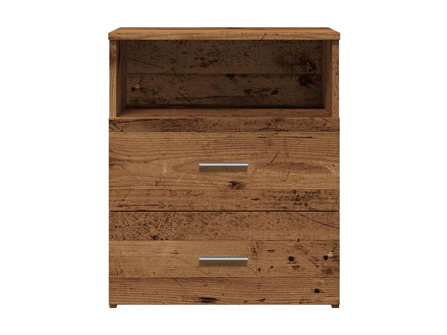 Nachtkastje 50x32x60 cm bewerkt hout oud houtkleurig