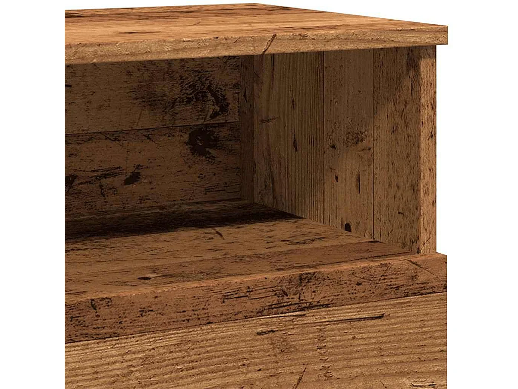 Nachtkastje 50x32x60 cm bewerkt hout oud houtkleurig