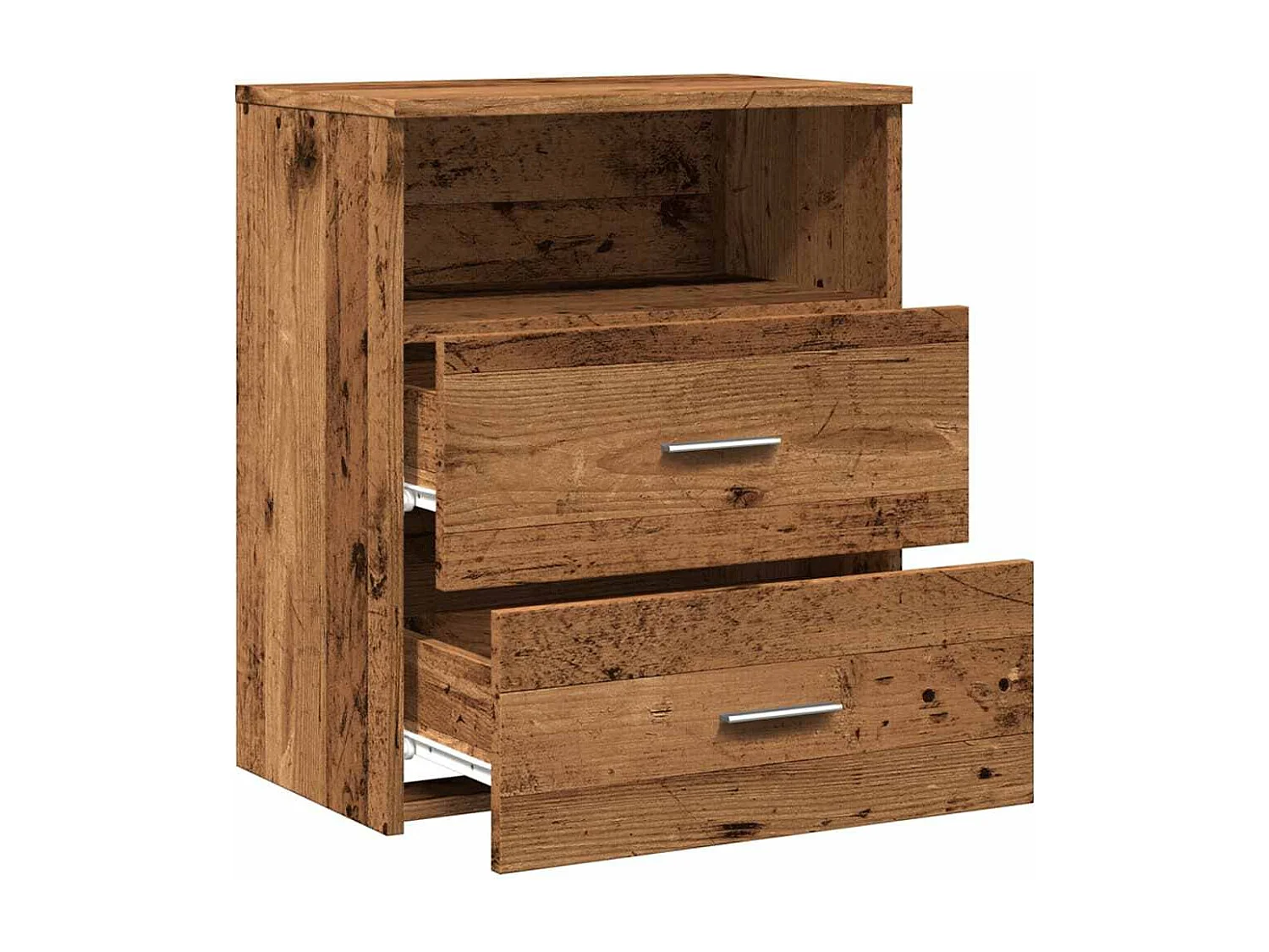 Nachtkastje 50x32x60 cm bewerkt hout oud houtkleurig