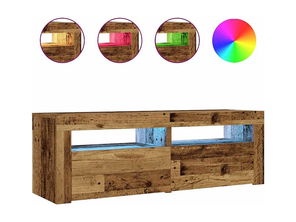 Nachtkastjes 2 st met LED's 60x35x40 cm oud houtkleurig