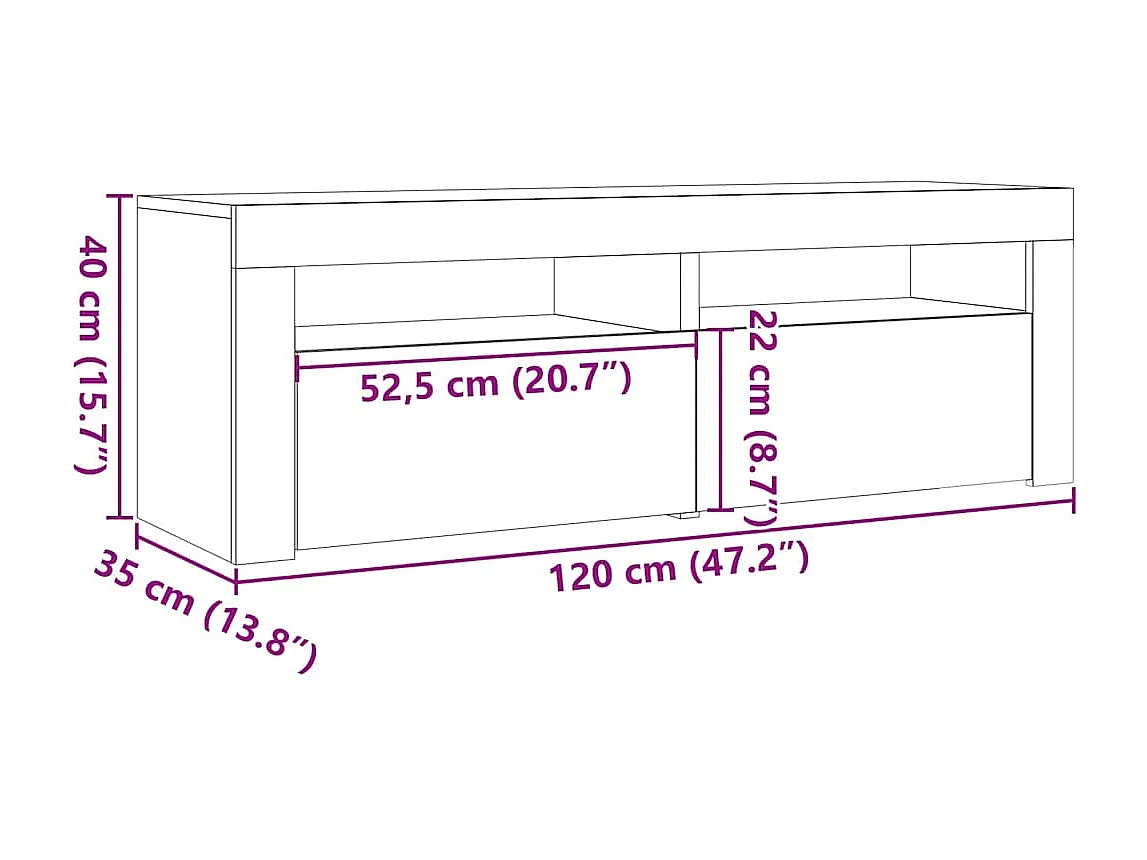 Tables de chevet 2 pcs avec LED vieux bois 60x35x40 cm