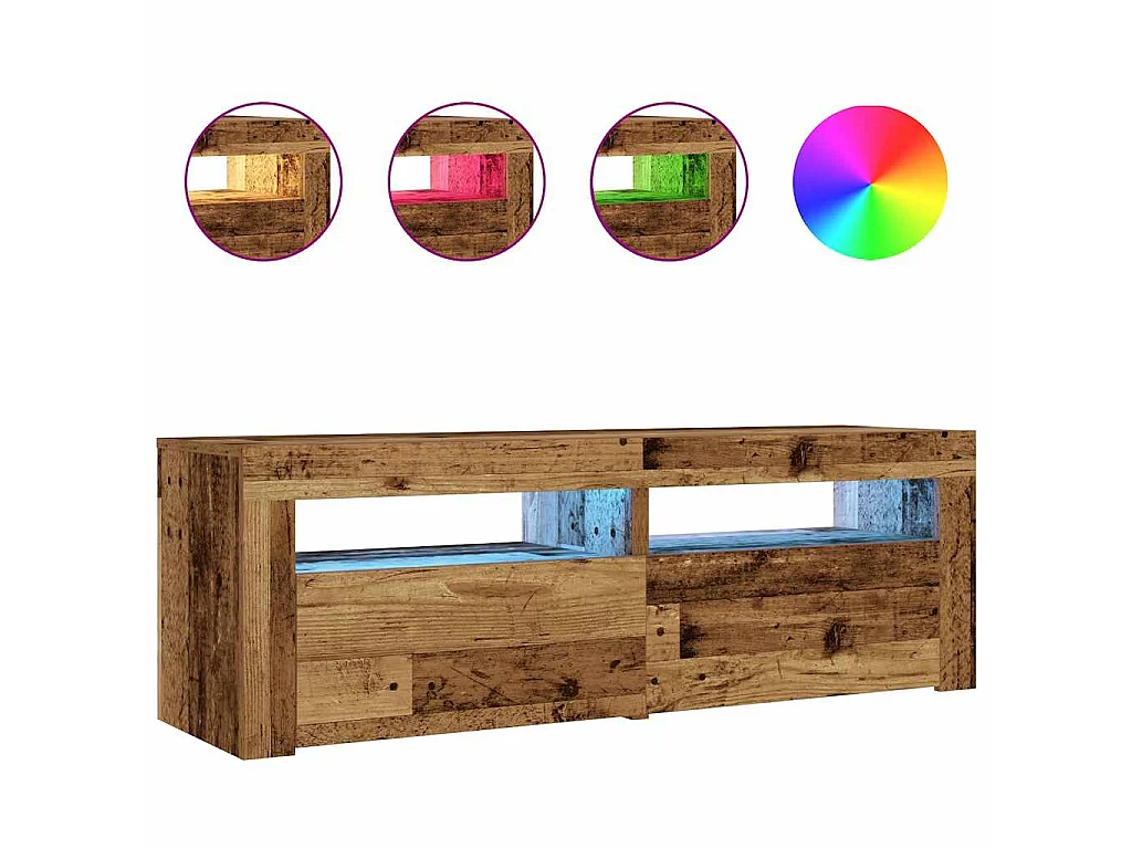 Mesas cabeceira c/ luzes LED 2 pcs 60x35x40 cm madeira velha