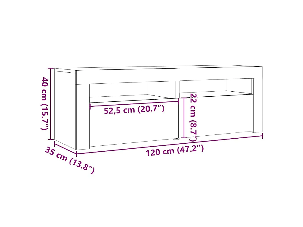 Mesas cabeceira c/ luzes LED 2 pcs 60x35x40 cm madeira velha