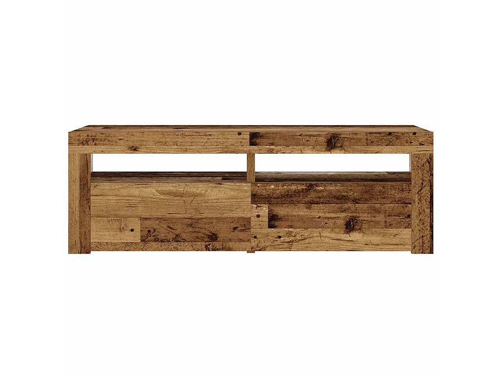 Mesas cabeceira c/ luzes LED 2 pcs 60x35x40 cm madeira velha