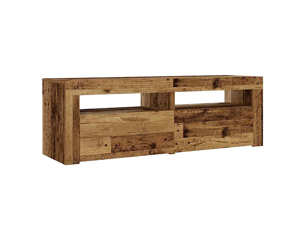 Mesas cabeceira c/ luzes LED 2 pcs 60x35x40 cm madeira velha