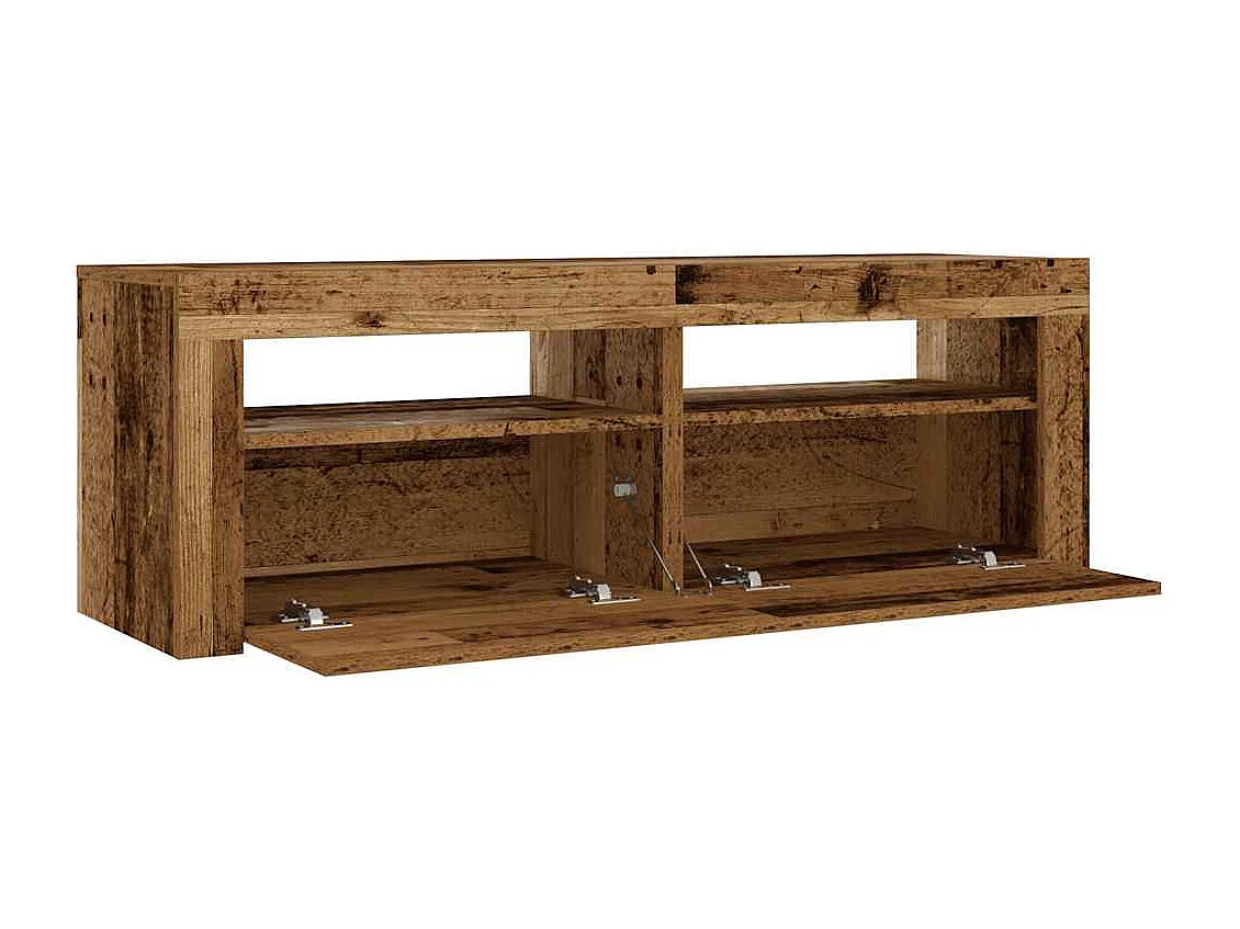 Mesas cabeceira c/ luzes LED 2 pcs 60x35x40 cm madeira velha