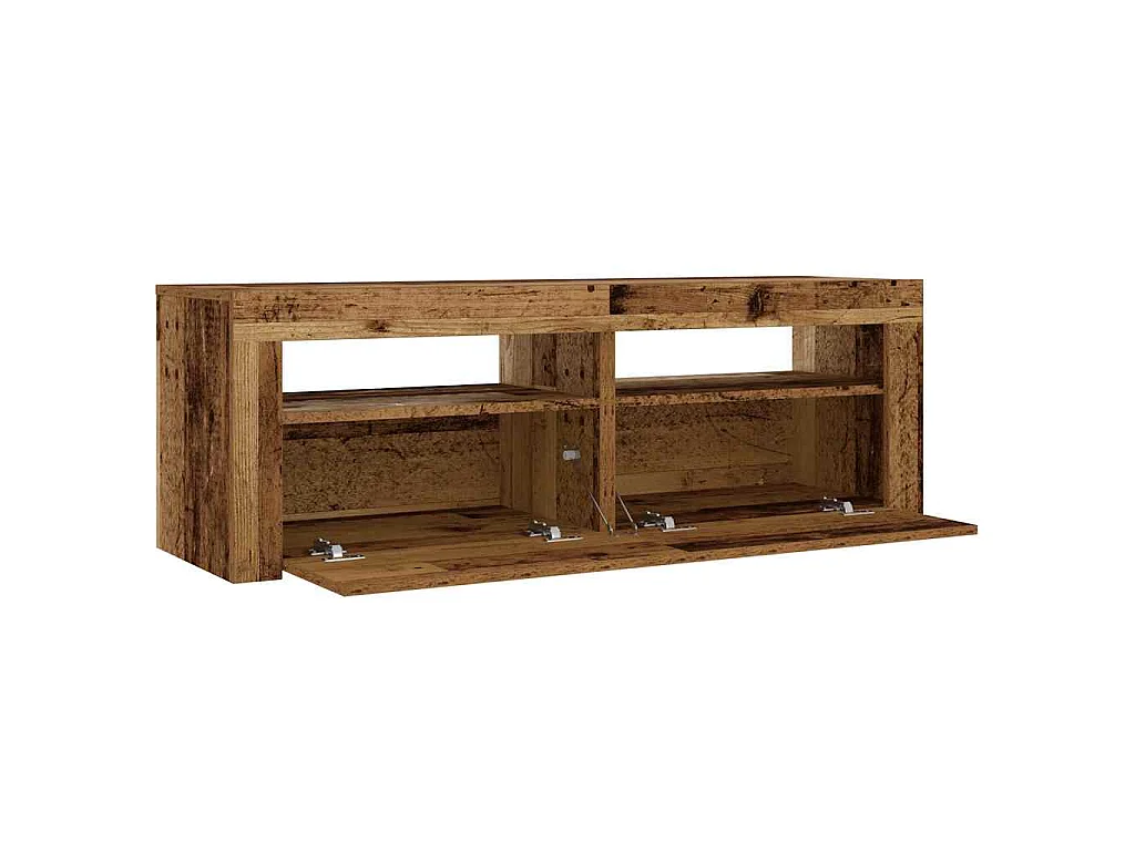 Nachttische 2 Stk. mit LEDs Altholz-Optik 60x35x40 cm