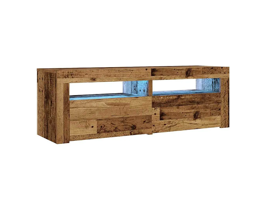 Nachttische 2 Stk. mit LEDs Altholz-Optik 60x35x40 cm
