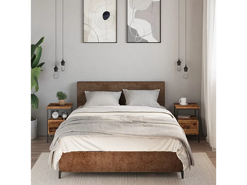 Nachtkastjes 2 st 34x36x50 cm bewerkt hout oud houtkleurig