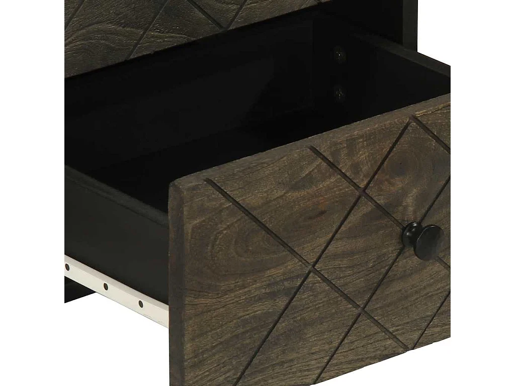 Nachttische 2 Stk. Schwarz 40x33x46 cm Massivholz Mango