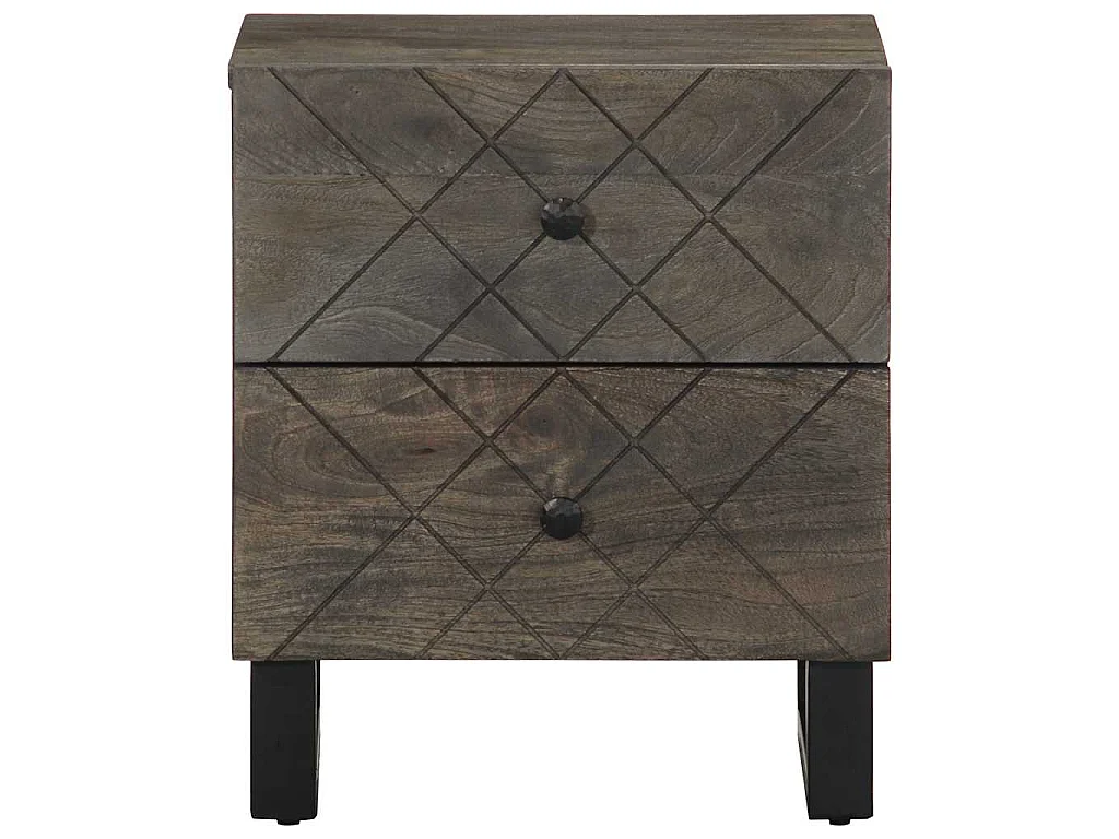 Nachtkastjes 2 st 40x33x46 cm massief mangohout zwart