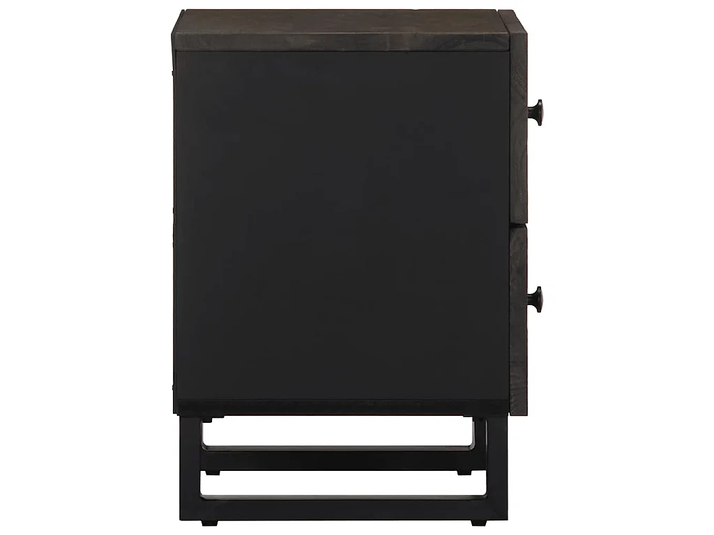 Comodini 2pz Neri 40x33x46 cm in Legno Massello di Mango