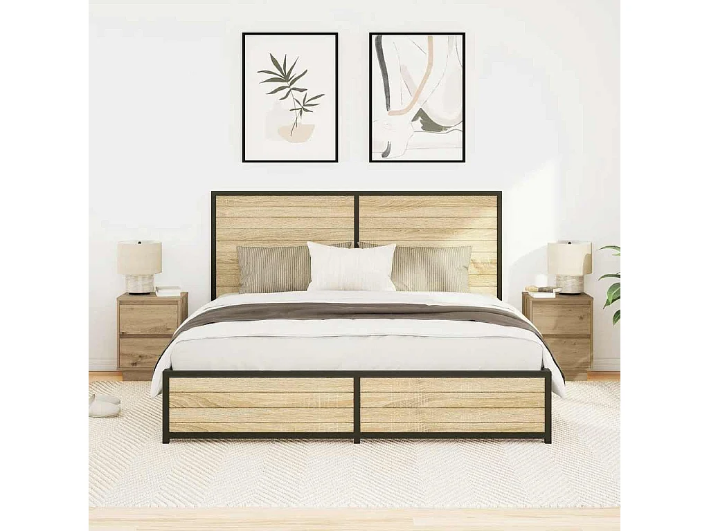 Nachttische mit LED-Leuchten 2 Stk. Artisan-Eiche 38x34x50 cm