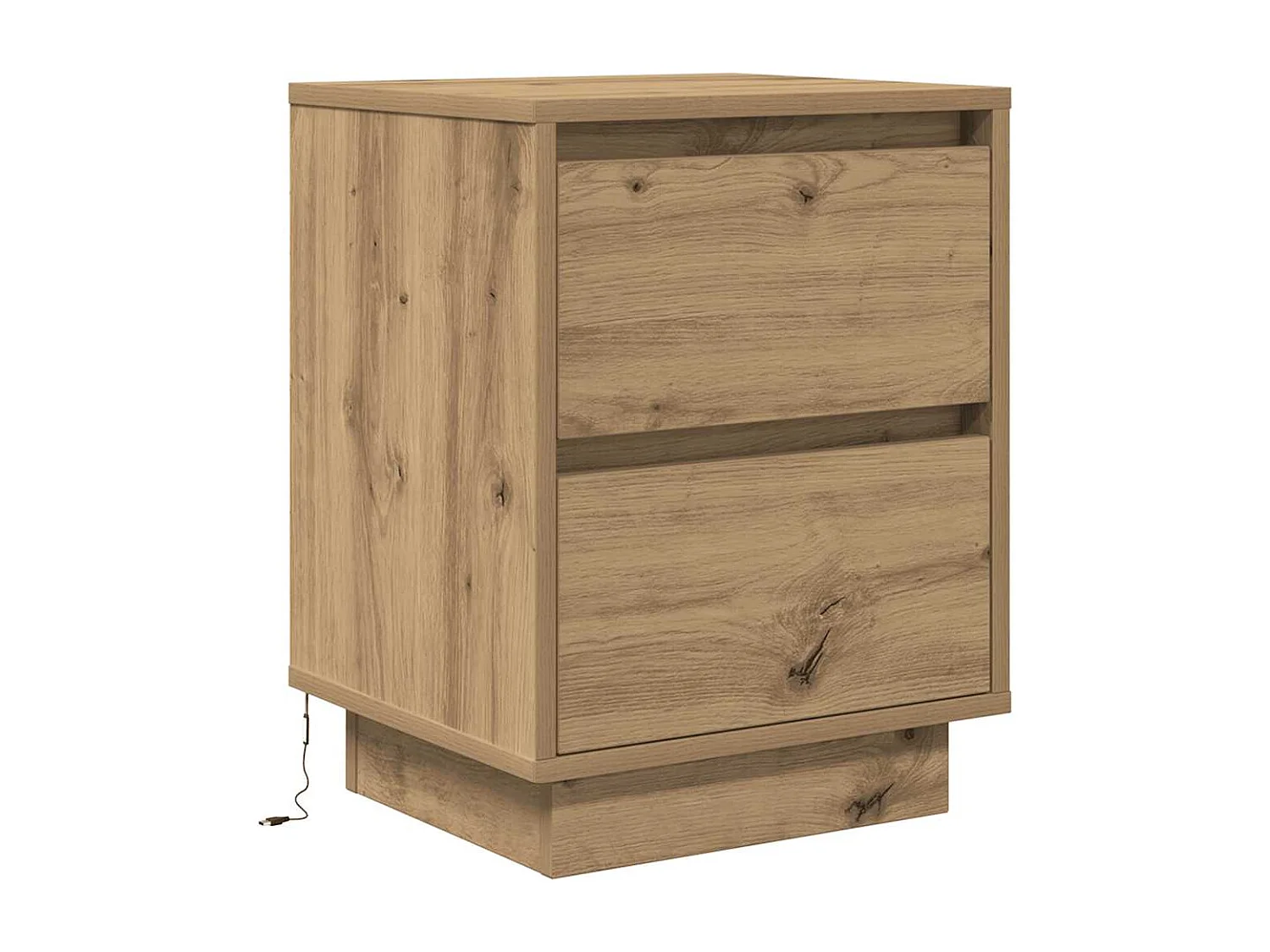 Mesas cabeceira c/ luzes LED 2pcs 38x34x50cm carvalho artesanal