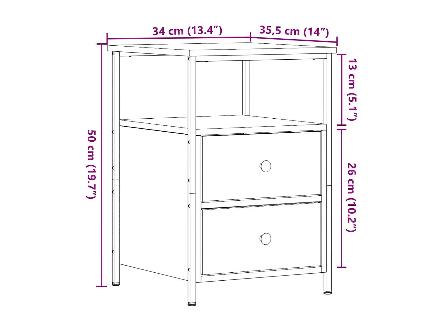 Tables de chevet 2 pcs vieux bois 34x35,5x50 cm bois ingénierie