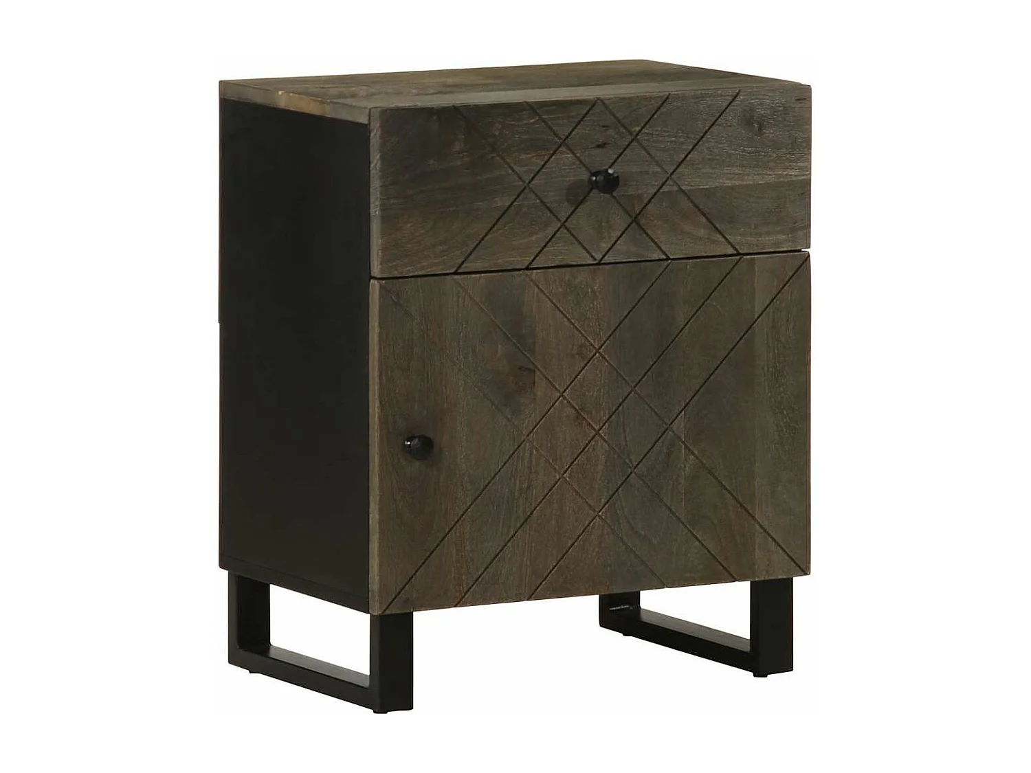 Nachttisch Schwarz 50x33x60 cm Massivholz Mango