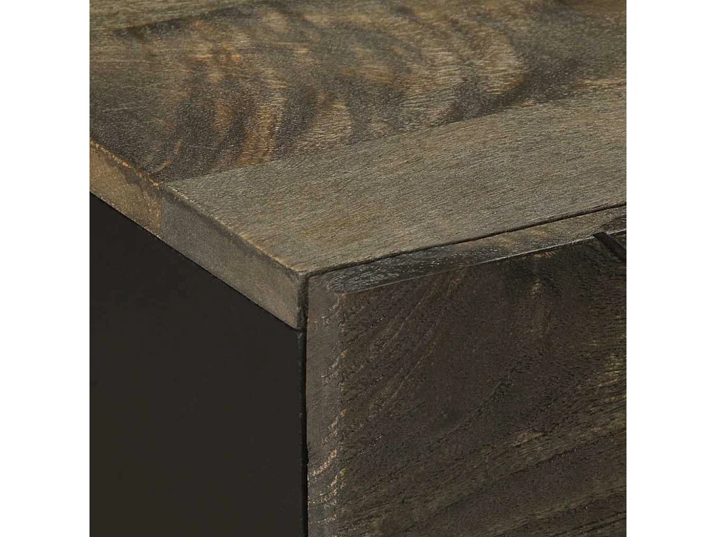 Nachttisch Schwarz 50x33x60 cm Massivholz Mango