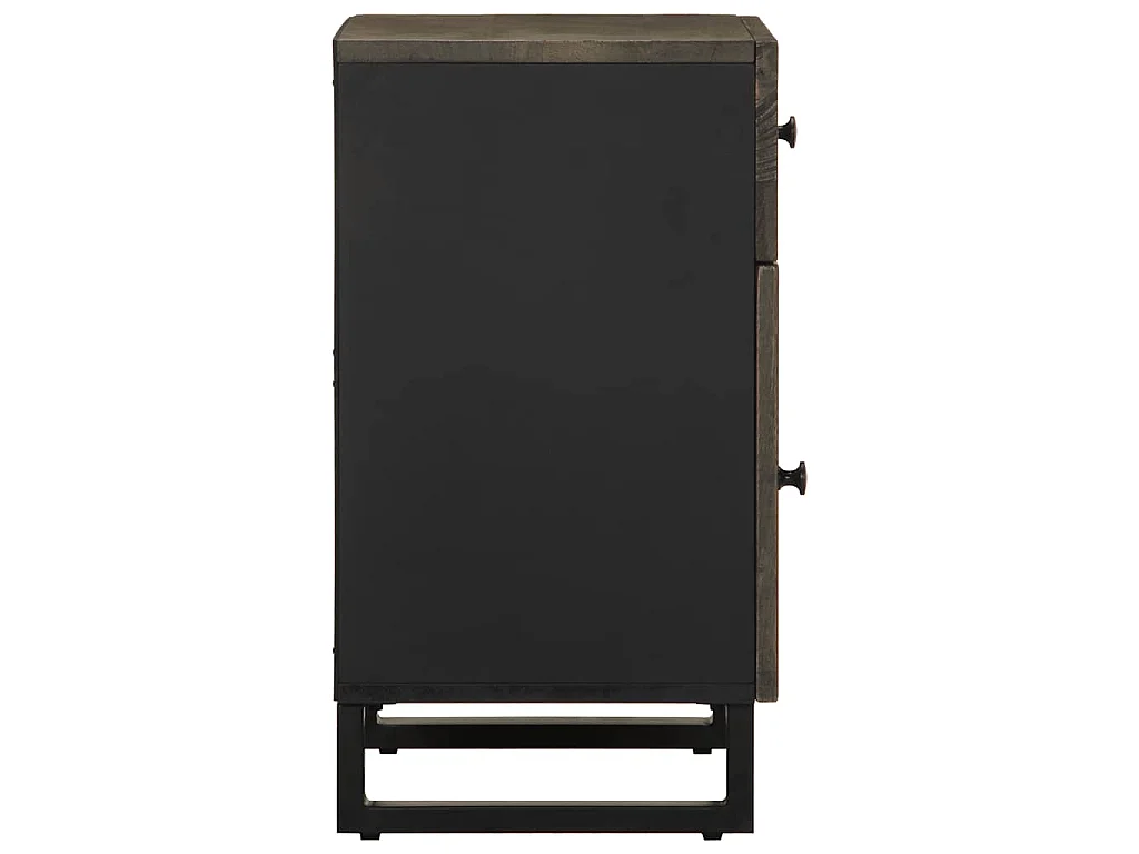 Comodino Nero 50x33x60 cm in Legno Massello di Mango
