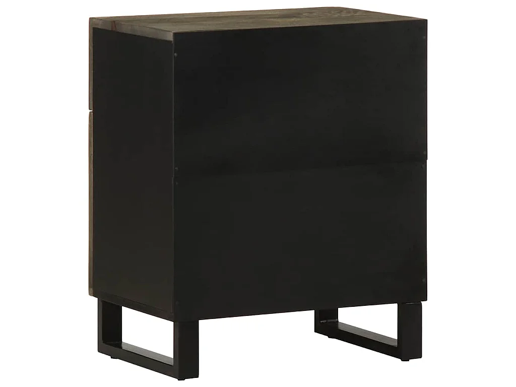 Comodino Nero 50x33x60 cm in Legno Massello di Mango