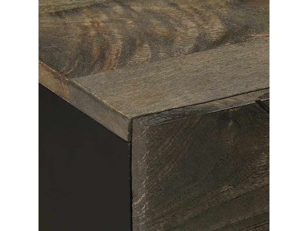 Comodino Nero 50x33x60 cm in Legno Massello di Mango