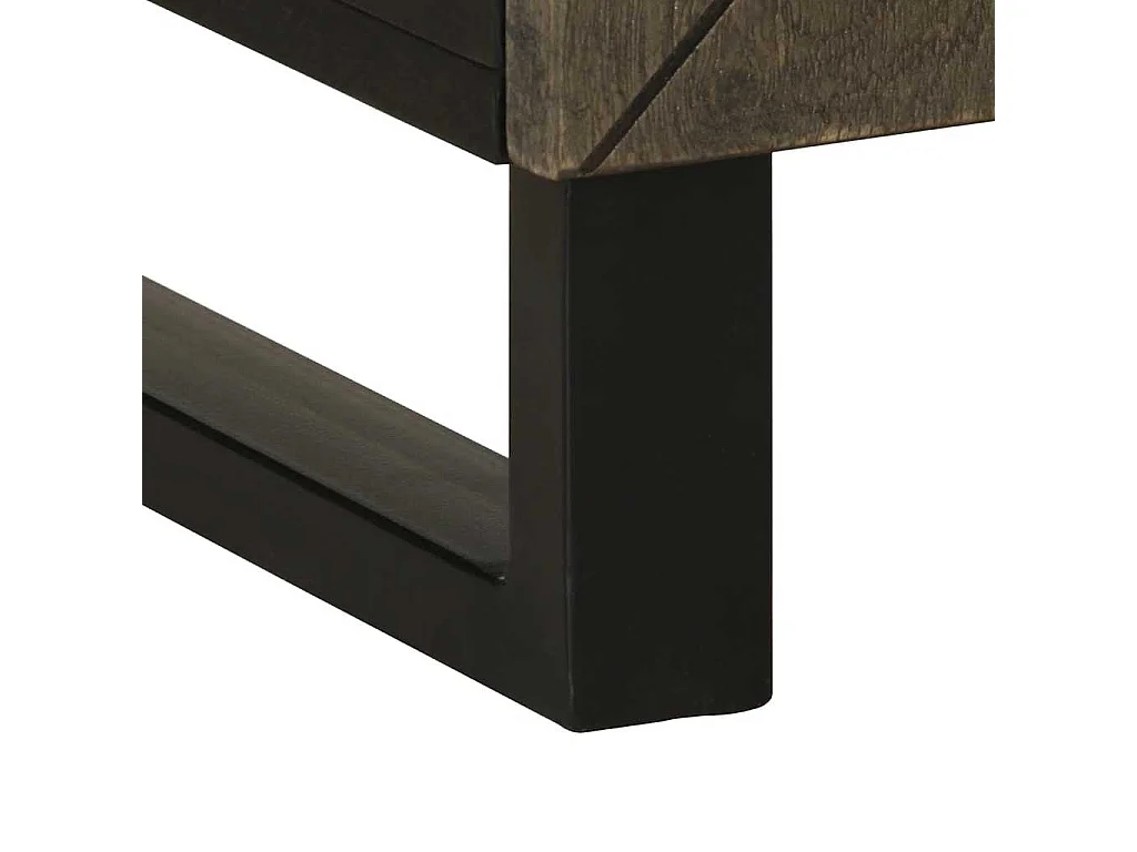 Comodino Nero 50x33x60 cm in Legno Massello di Mango
