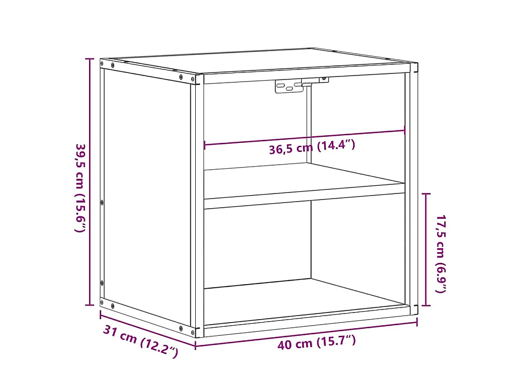 Mesa de cabeceira de parede 40x31x39,5 cm carvalho fumado