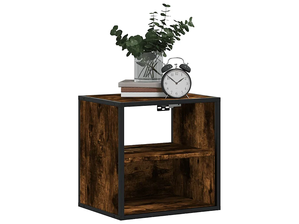 Mesa de cabeceira de parede 40x31x39,5 cm carvalho fumado