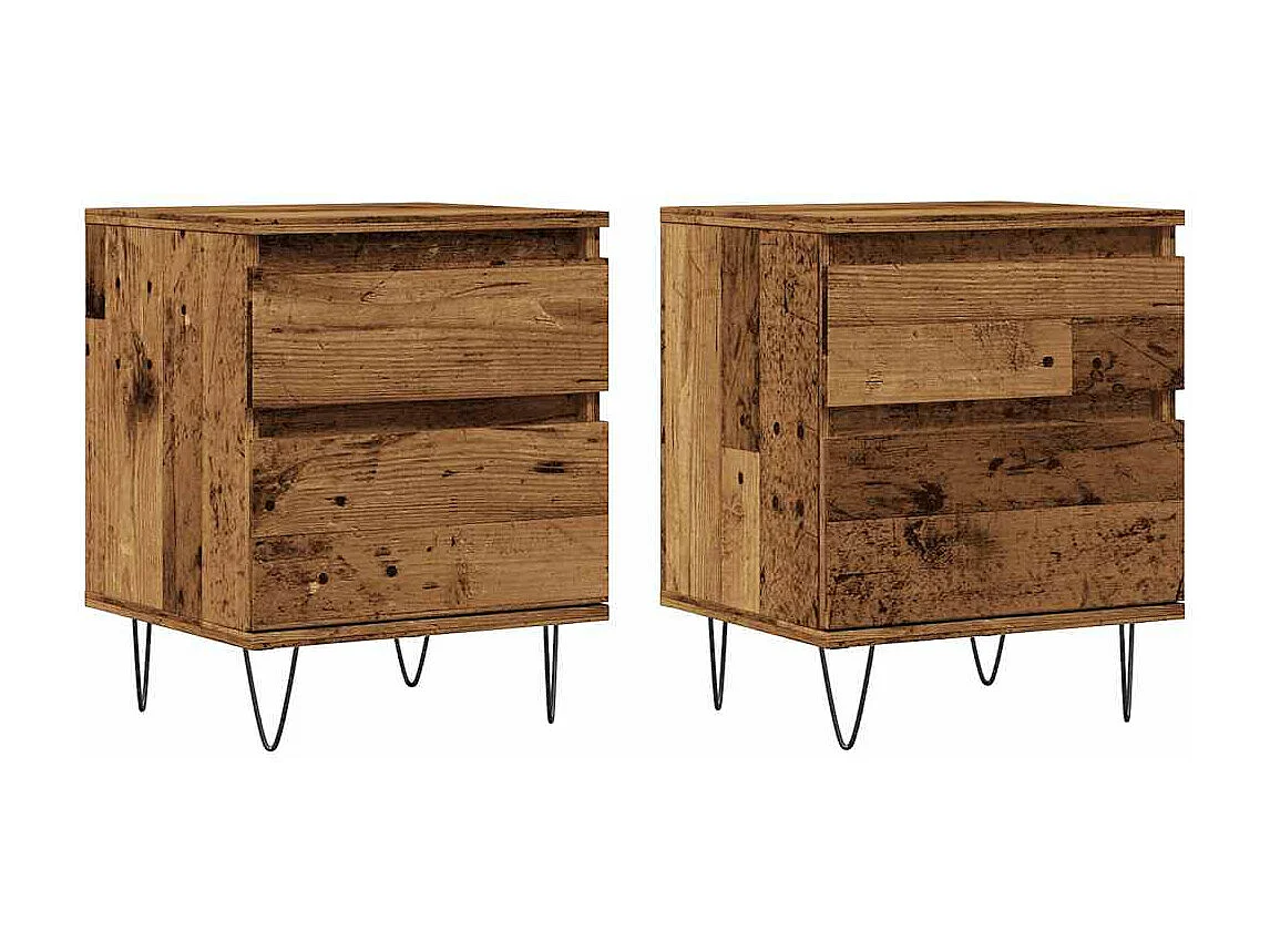 Tables de chevet 2 pcs vieux bois 40x35x50 cm bois d’ingénierie