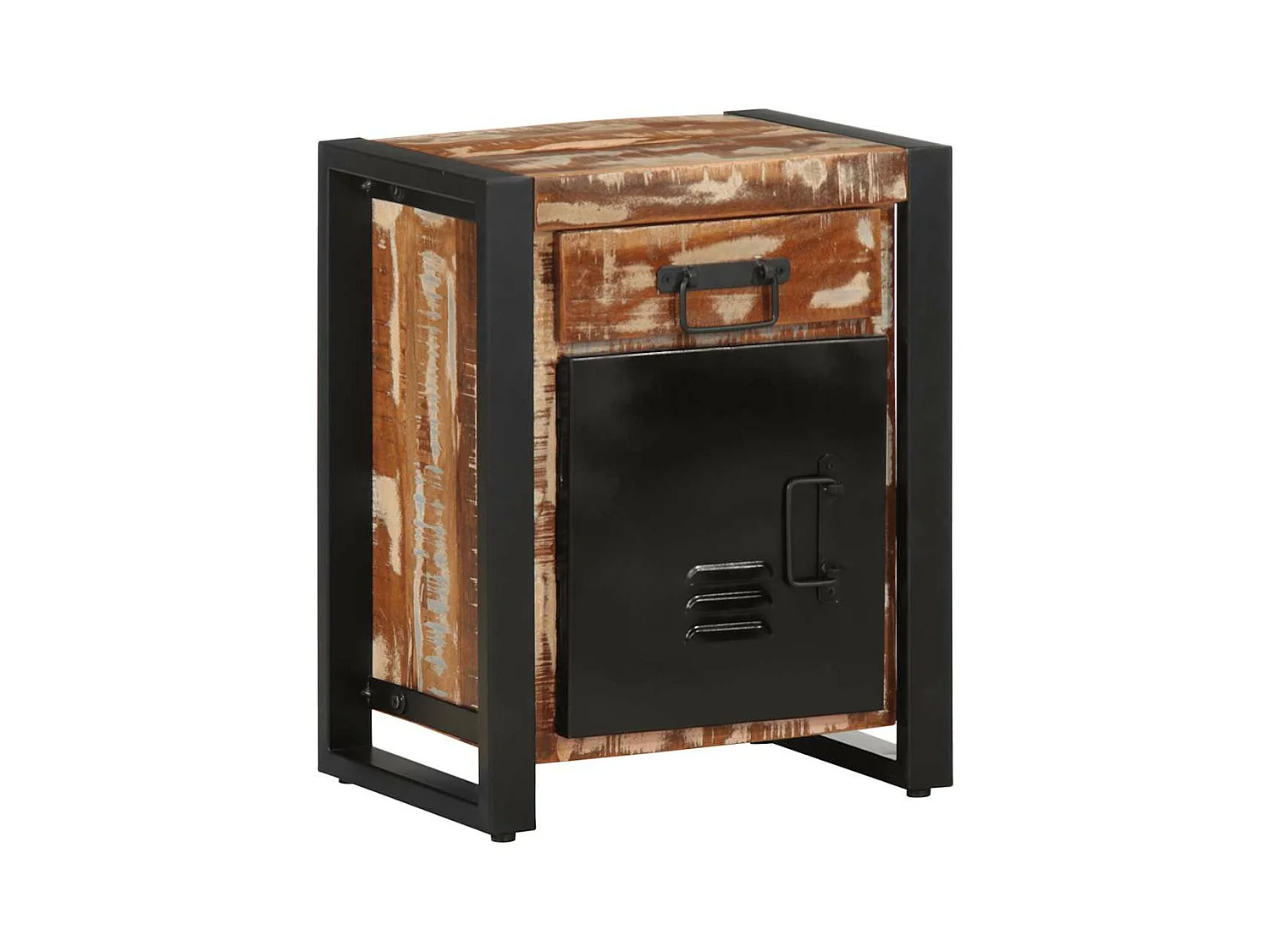 Table de chevet multicolore 40x30x50 cm bois de récupération