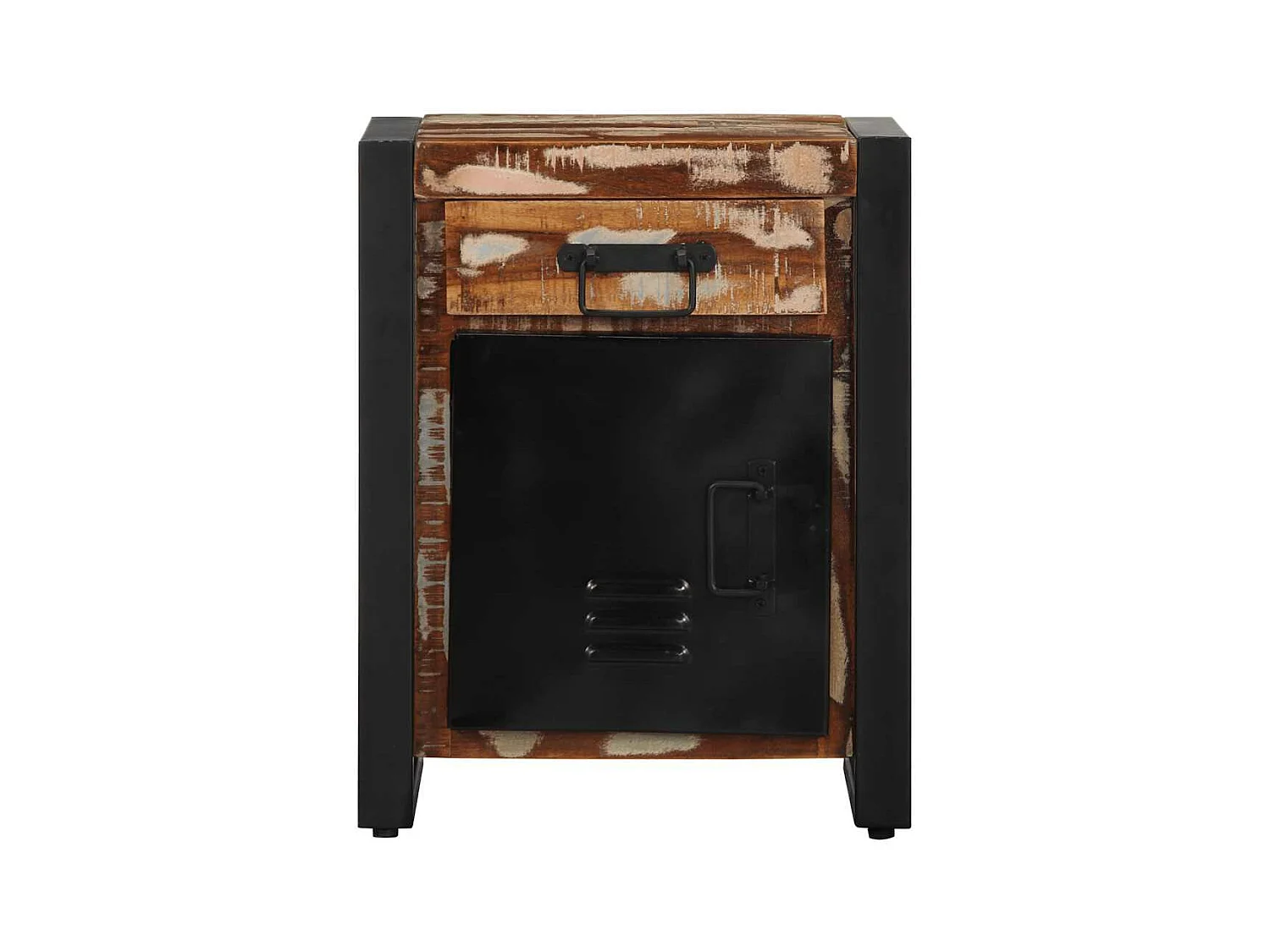Table de chevet multicolore 40x30x50 cm bois de récupération