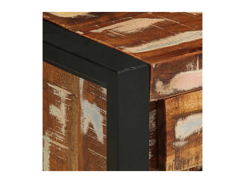 Table de chevet multicolore 40x30x50 cm bois de récupération