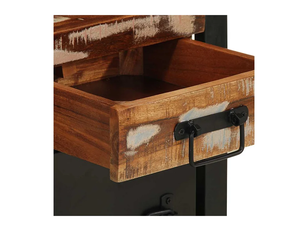 Table de chevet multicolore 40x30x50 cm bois de récupération