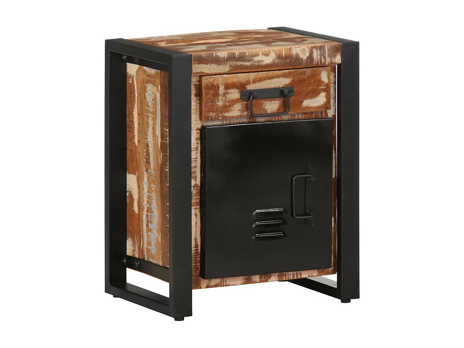 Table de chevet multicolore 40x30x50 cm bois de récupération