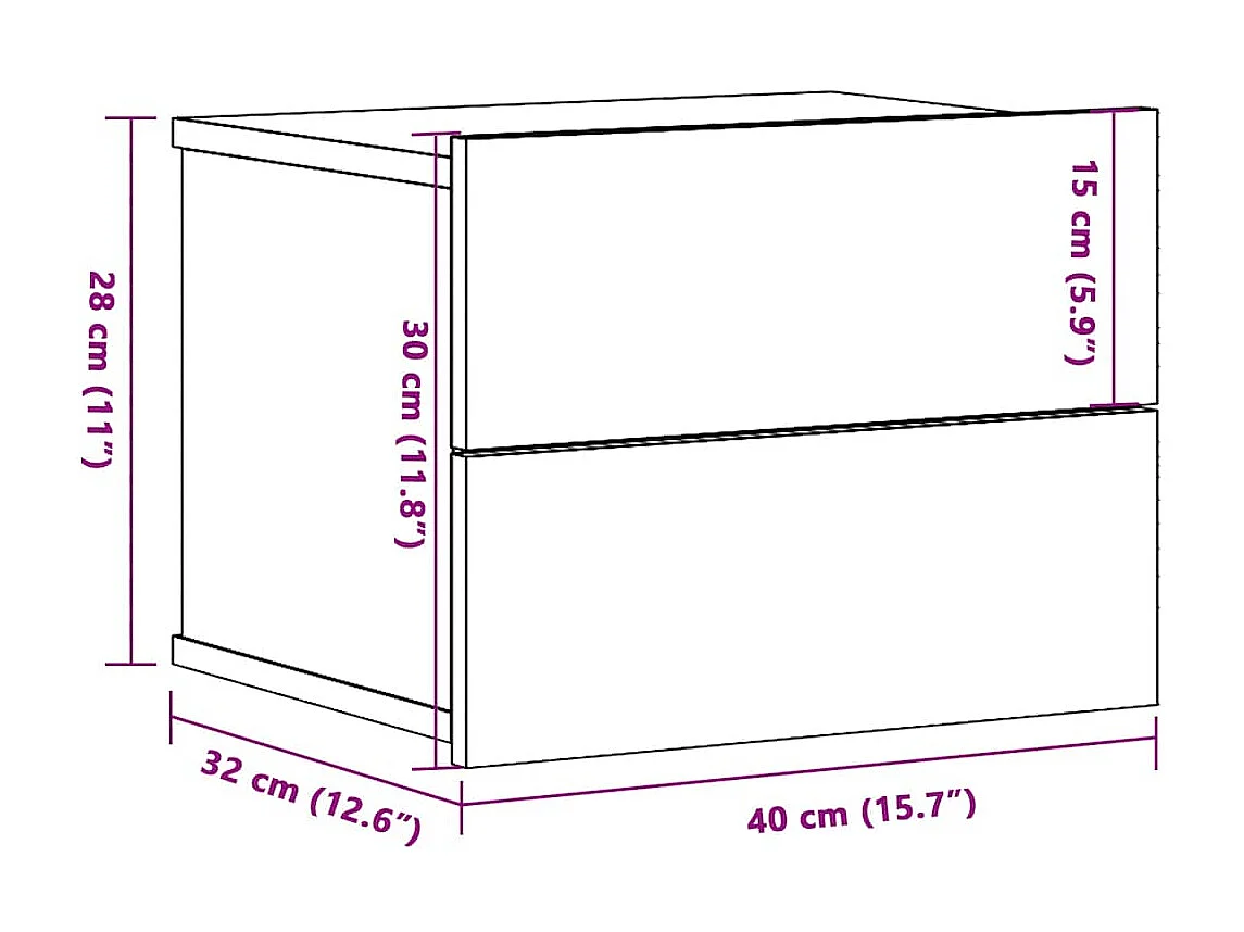 Table de chevet murale vieux bois 40x32x30 cm