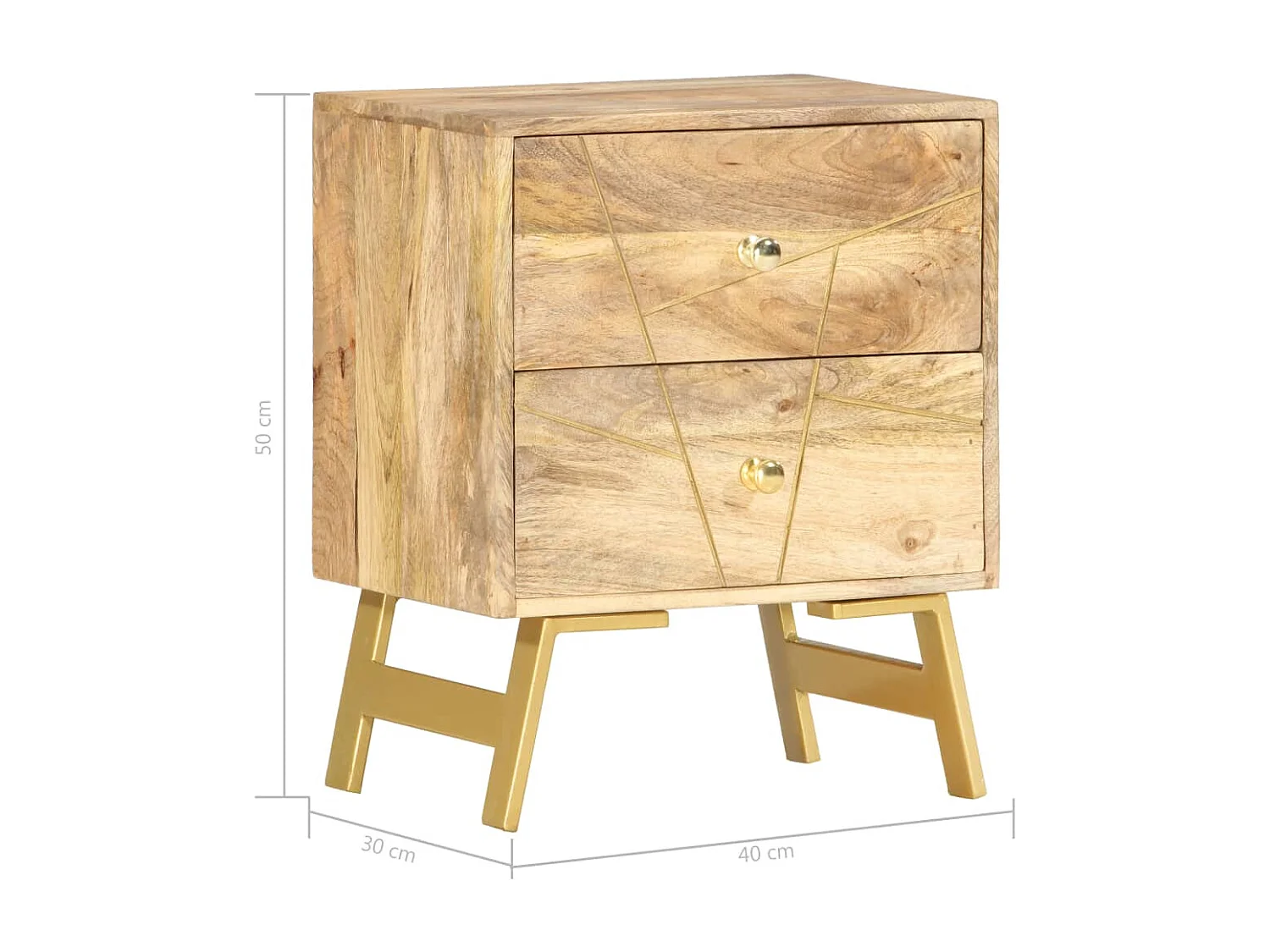 Nachtkastje 40x30x50 cm massief mangohout