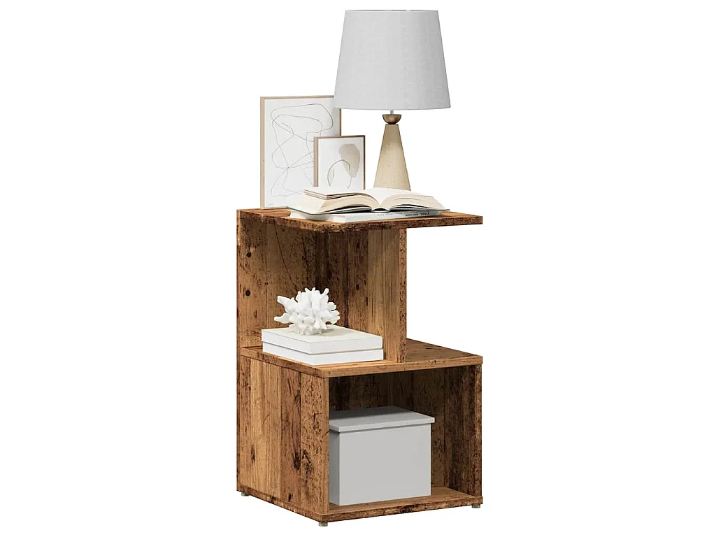 Table de chevet vieux bois 35x35x55 cm bois d'ingénierie