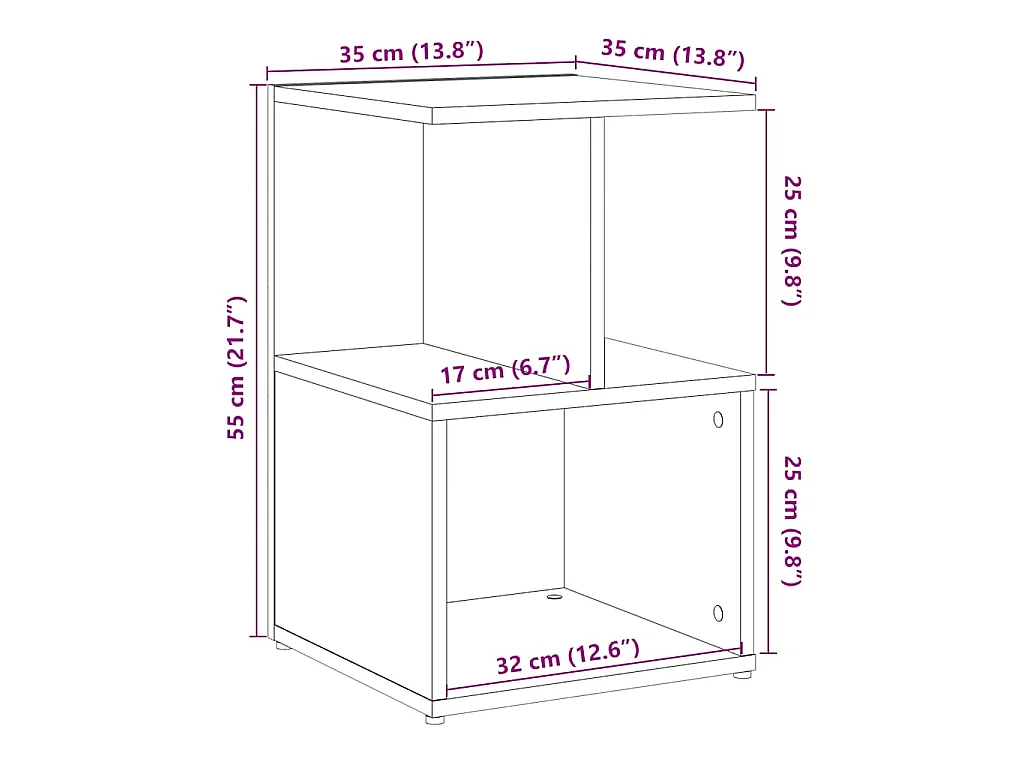 Table de chevet vieux bois 35x35x55 cm bois d'ingénierie