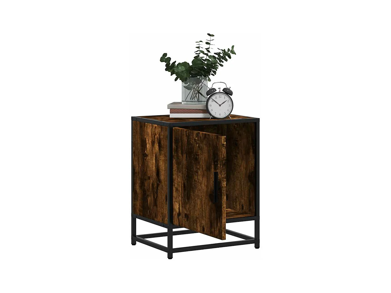 Tables de chevet 2 pcs chêne fumé bois d'ingénierie et métal