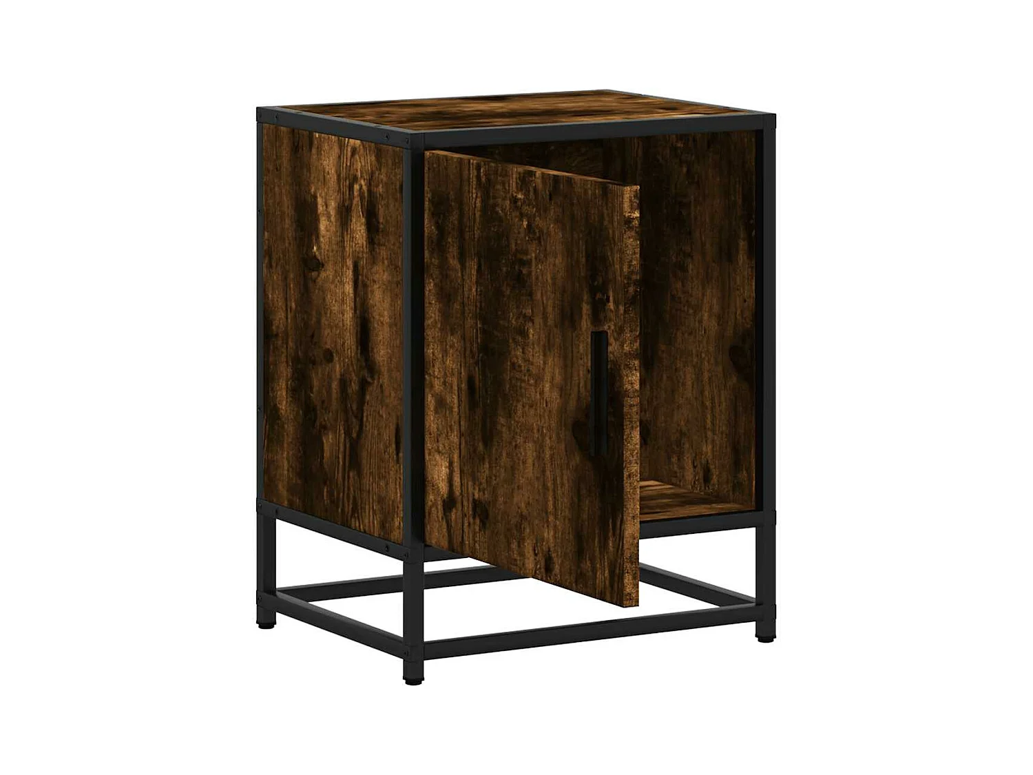 Tables de chevet 2 pcs chêne fumé bois d'ingénierie et métal