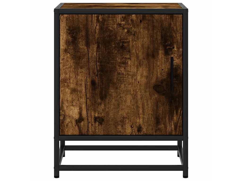 Tables de chevet 2 pcs chêne fumé bois d'ingénierie et métal