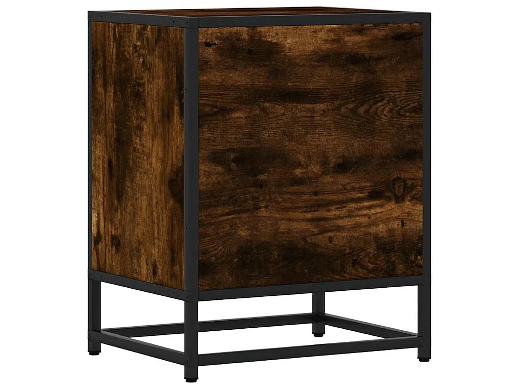 Tables de chevet 2 pcs chêne fumé bois d'ingénierie et métal