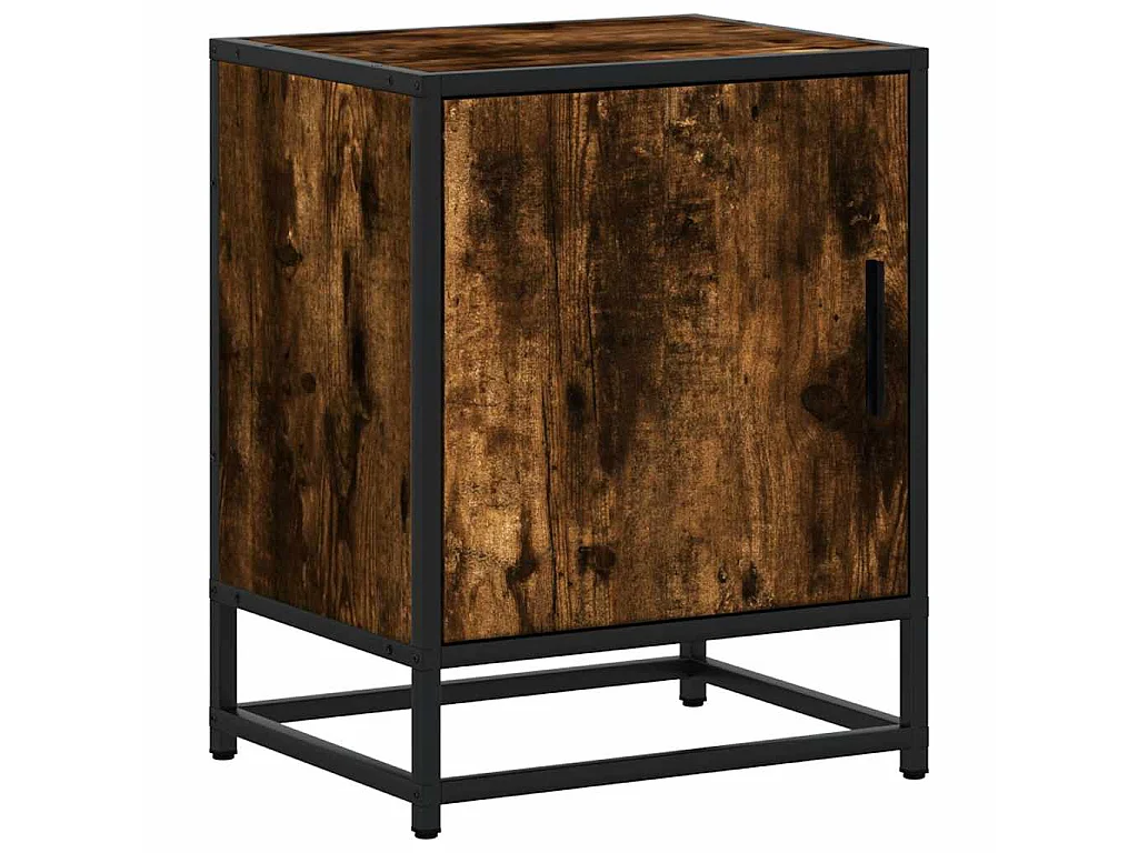Tables de chevet 2 pcs chêne fumé bois d'ingénierie et métal