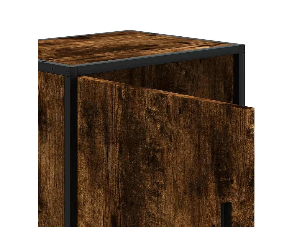 Tables de chevet 2 pcs chêne fumé bois d'ingénierie et métal