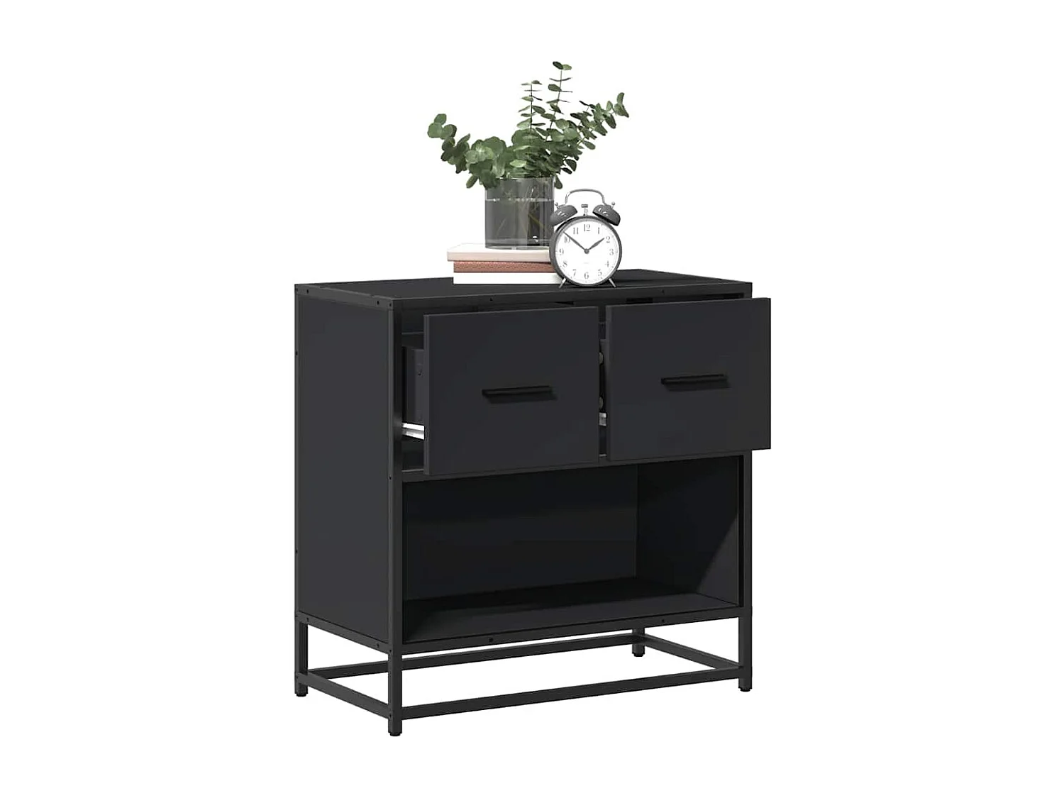Nachttisch Schwarz 60x31x60 cm Holzwerkstoff und Metall